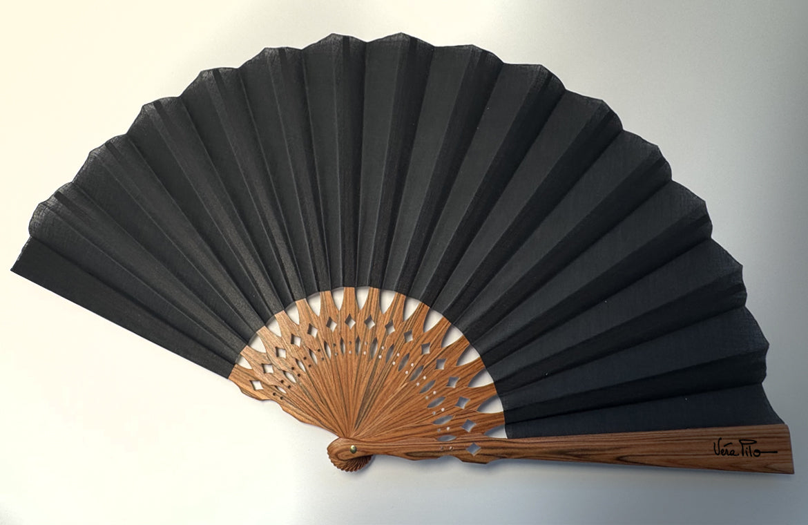 Éventail Santo Noir