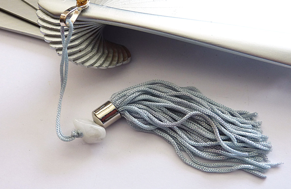 Eventail-Disco-Argent-Pompon