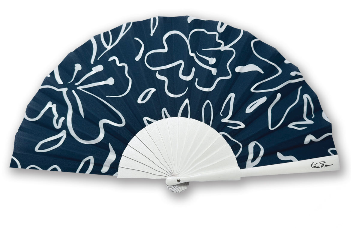 Blue navy Gardenia fan